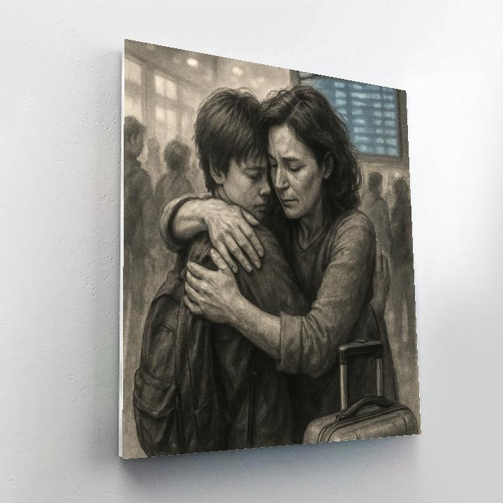 Quiet Airport Goodbye Hug painting number kit