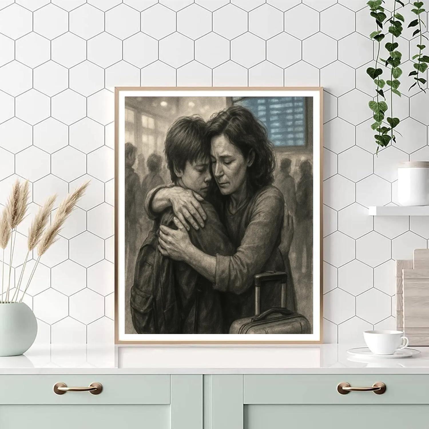 Quiet Airport Goodbye Hug painting number kit