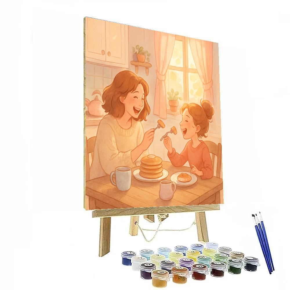 Mother And Child Sharing Morning Breakfast paint by color