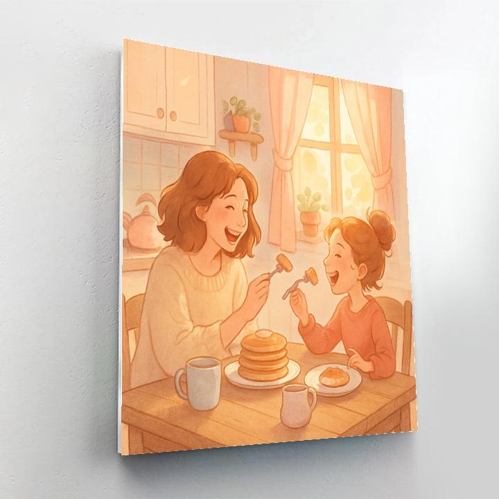Mother And Child Sharing Morning Breakfast paint by color