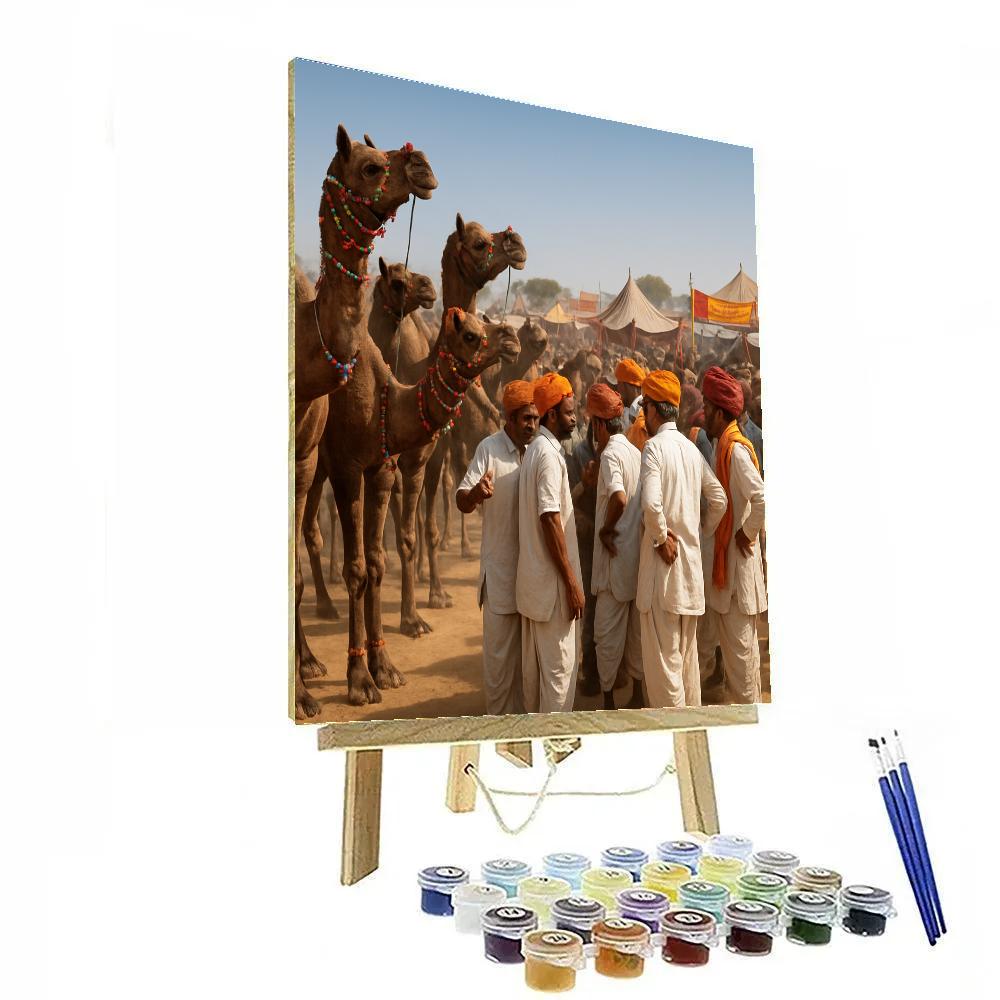 India Pushkar Camel Fair Trading Scene paint by number