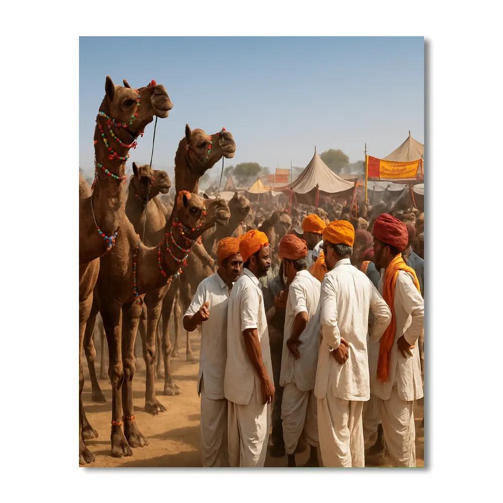 India Pushkar Camel Fair Trading Scene paint by number