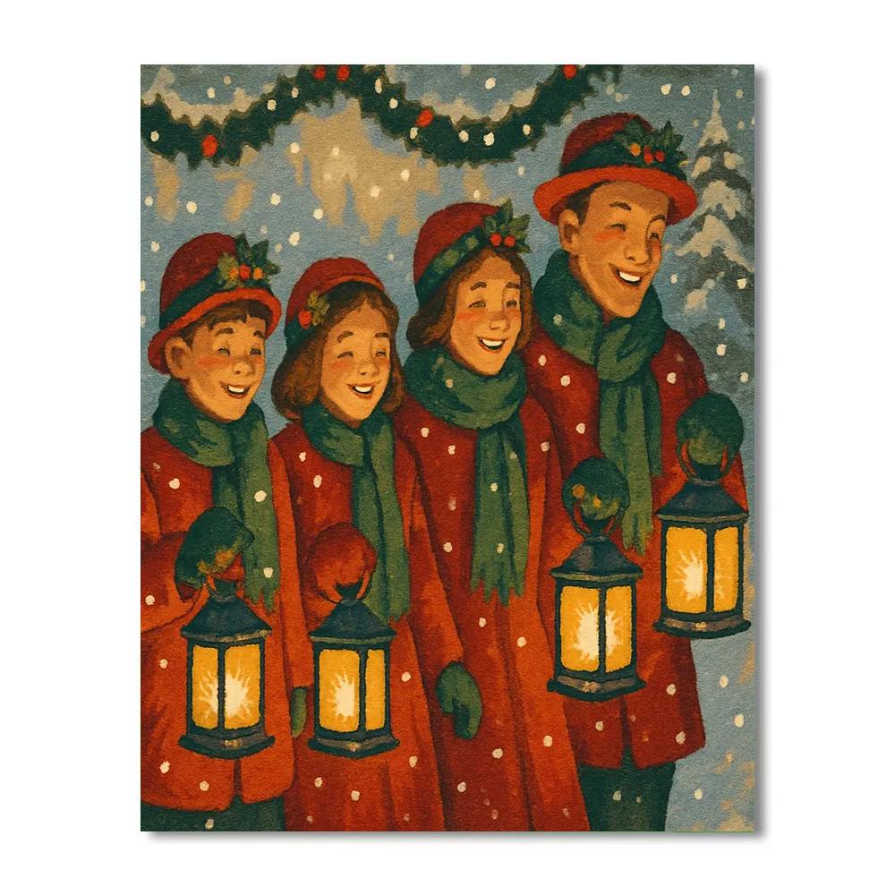 Festive Lantern Walk paint by number