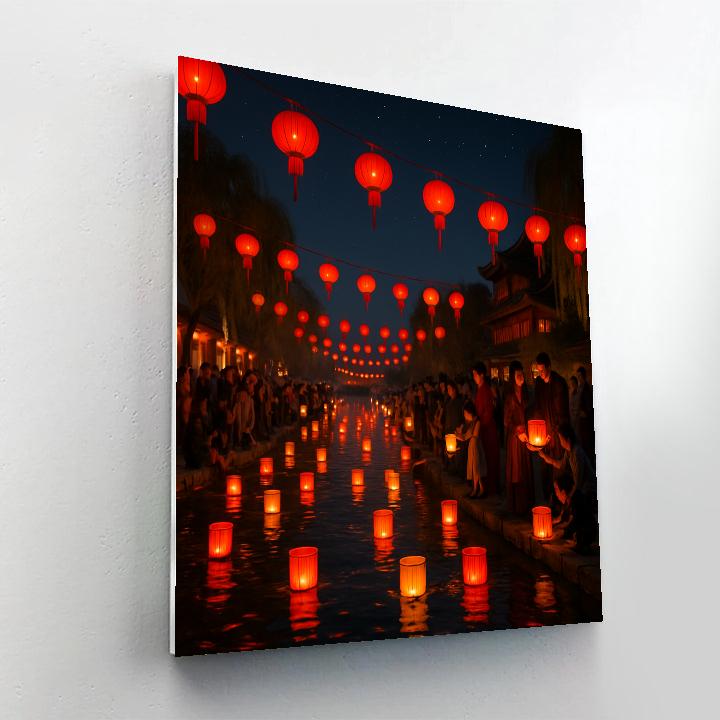 Chinese Lantern Festival River Celebration Numbered painting kits