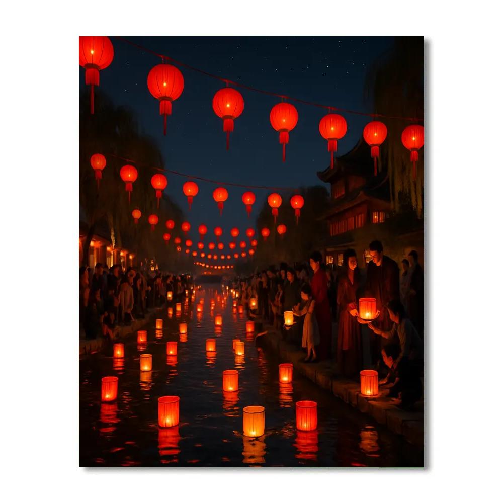 Chinese Lantern Festival River Celebration Numbered painting kits