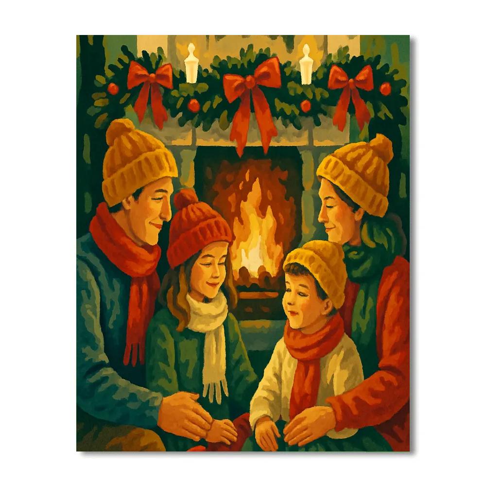 Ribboned Hearth Gathering Paint by numbers art