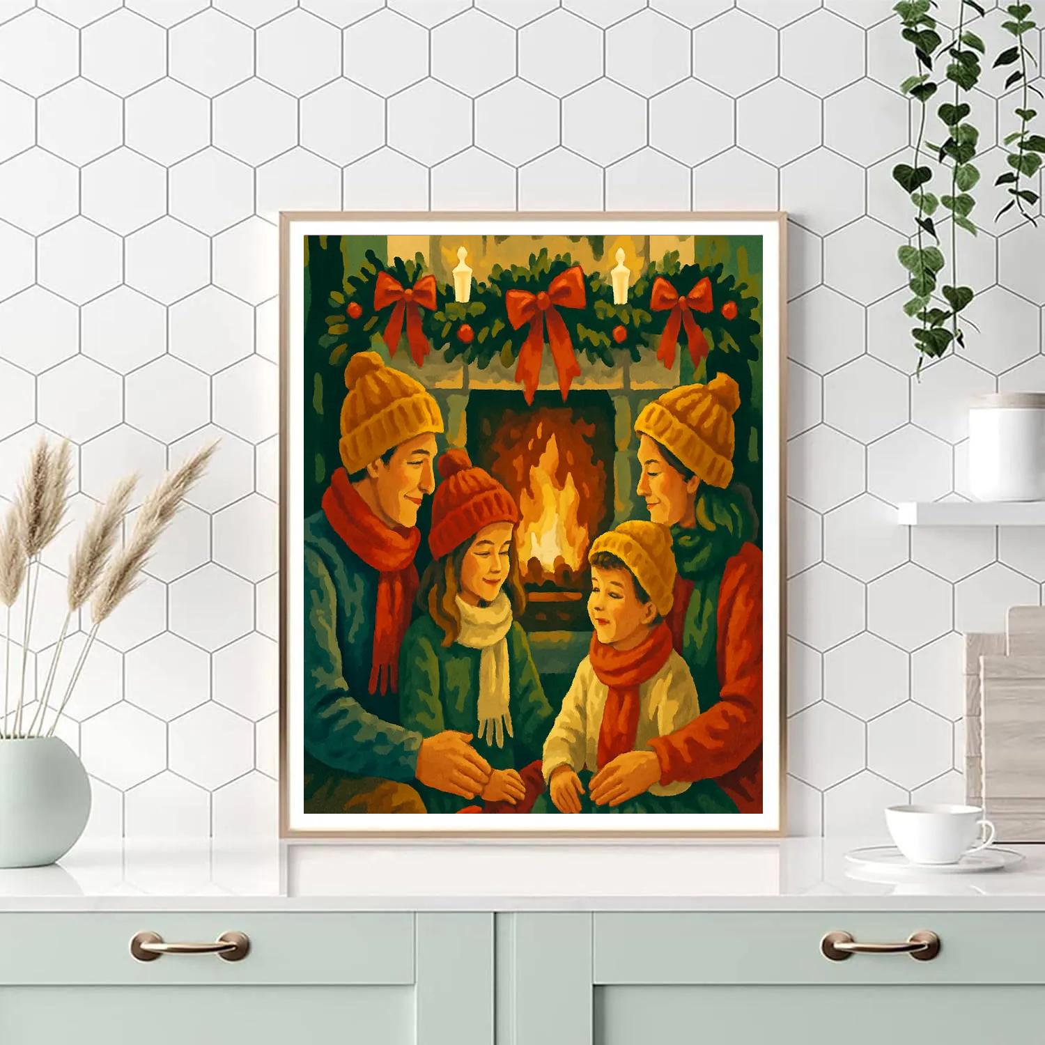 Ribboned Hearth Gathering Paint by numbers art