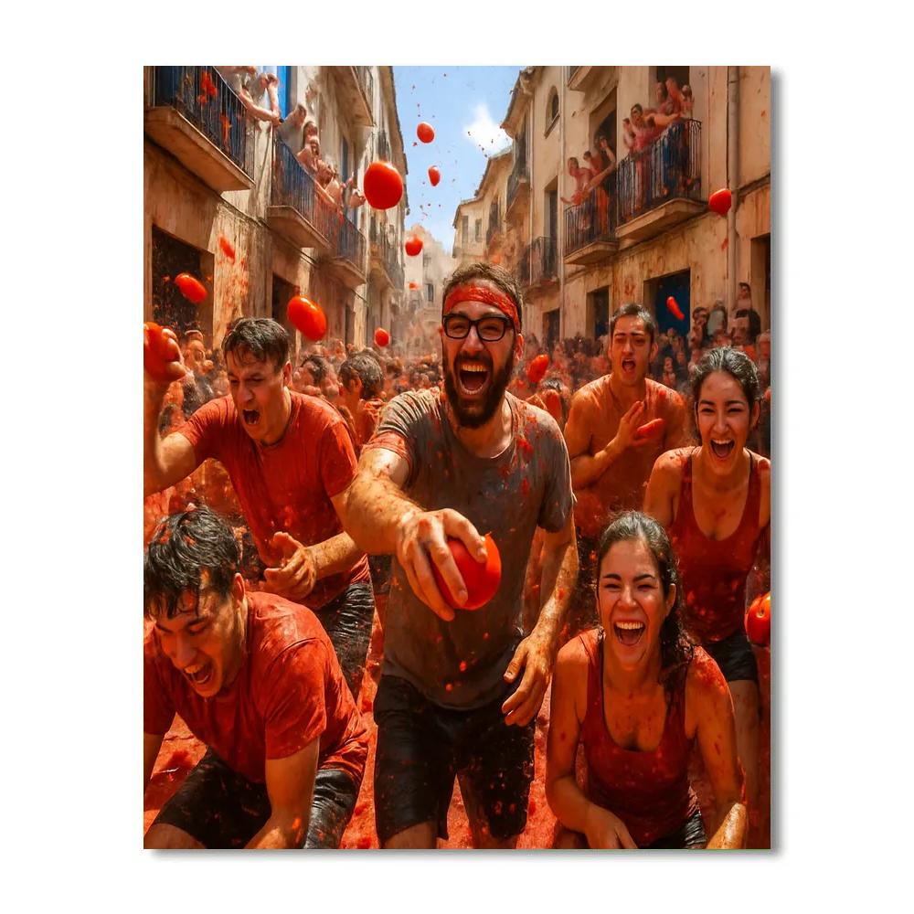 Spain La Tomatina Tomato Fight Festival Painting by numbers kit