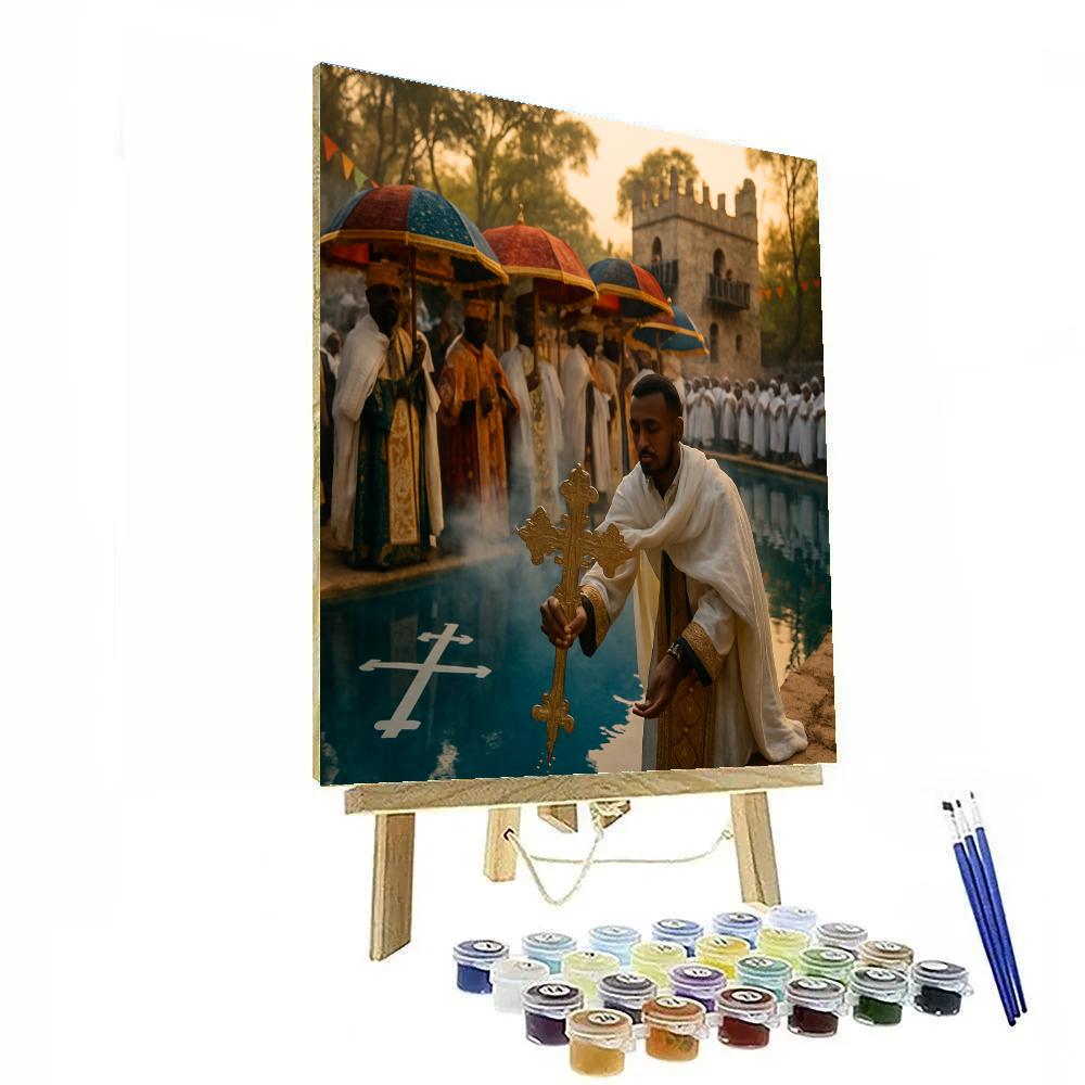 Timkat Dawn Blessing At Fasilides Bath painting number kit