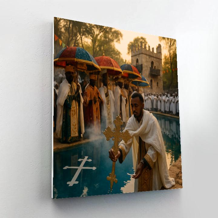 Timkat Dawn Blessing At Fasilides Bath painting number kit