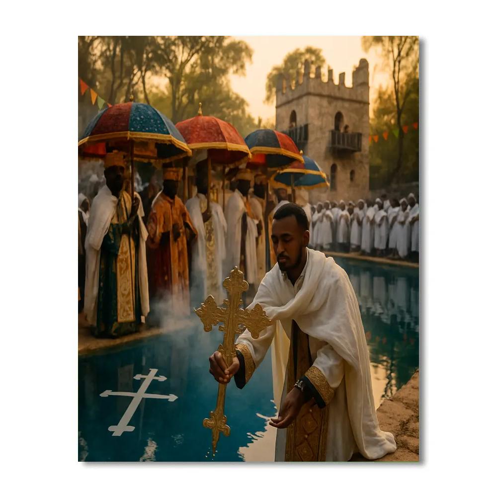 Timkat Dawn Blessing At Fasilides Bath painting number kit