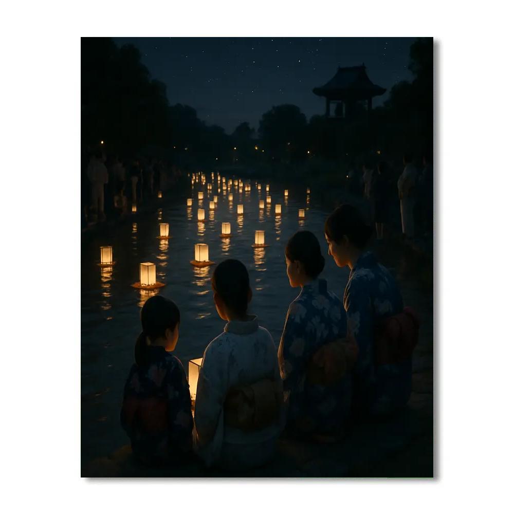 Lantern Floating Obon Night painting number kit