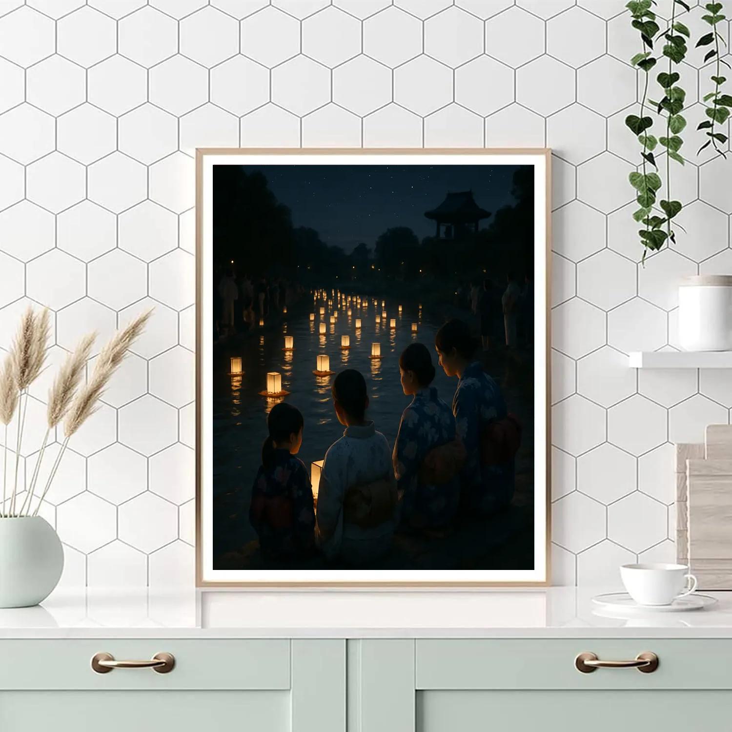 Lantern Floating Obon Night painting number kit