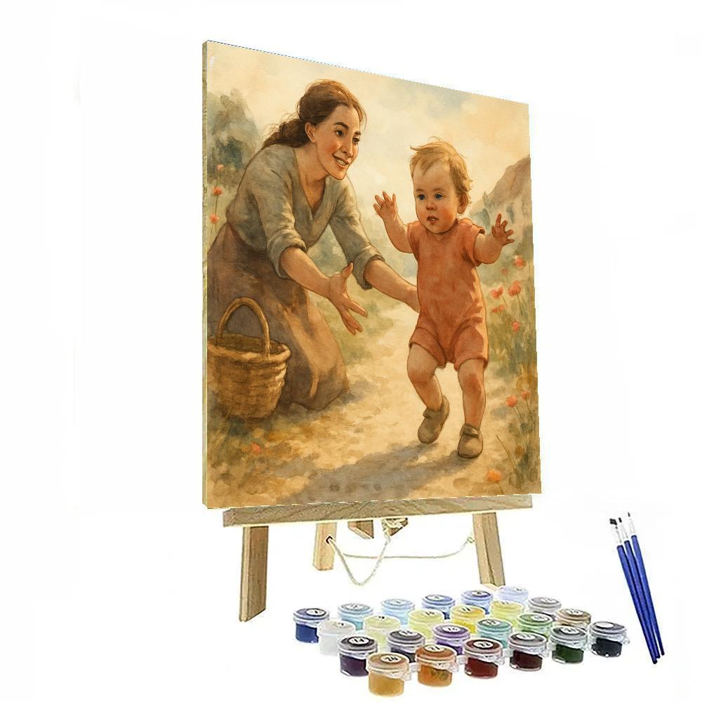 First Steps On Pebbled Path paint by color