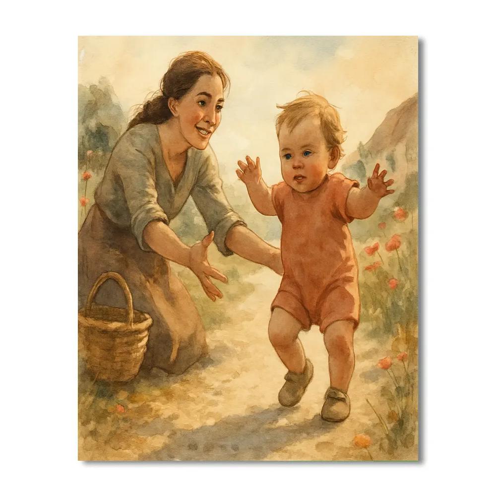 First Steps On Pebbled Path paint by color