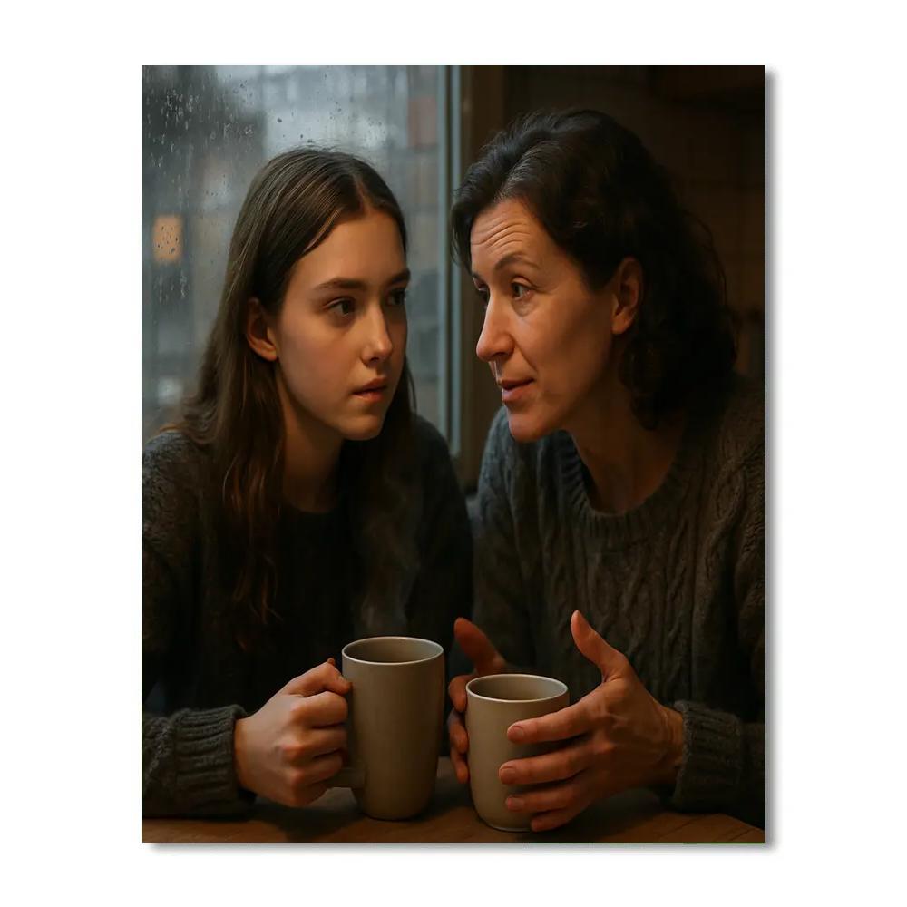 Rainy Window Tea Conversation Number painting