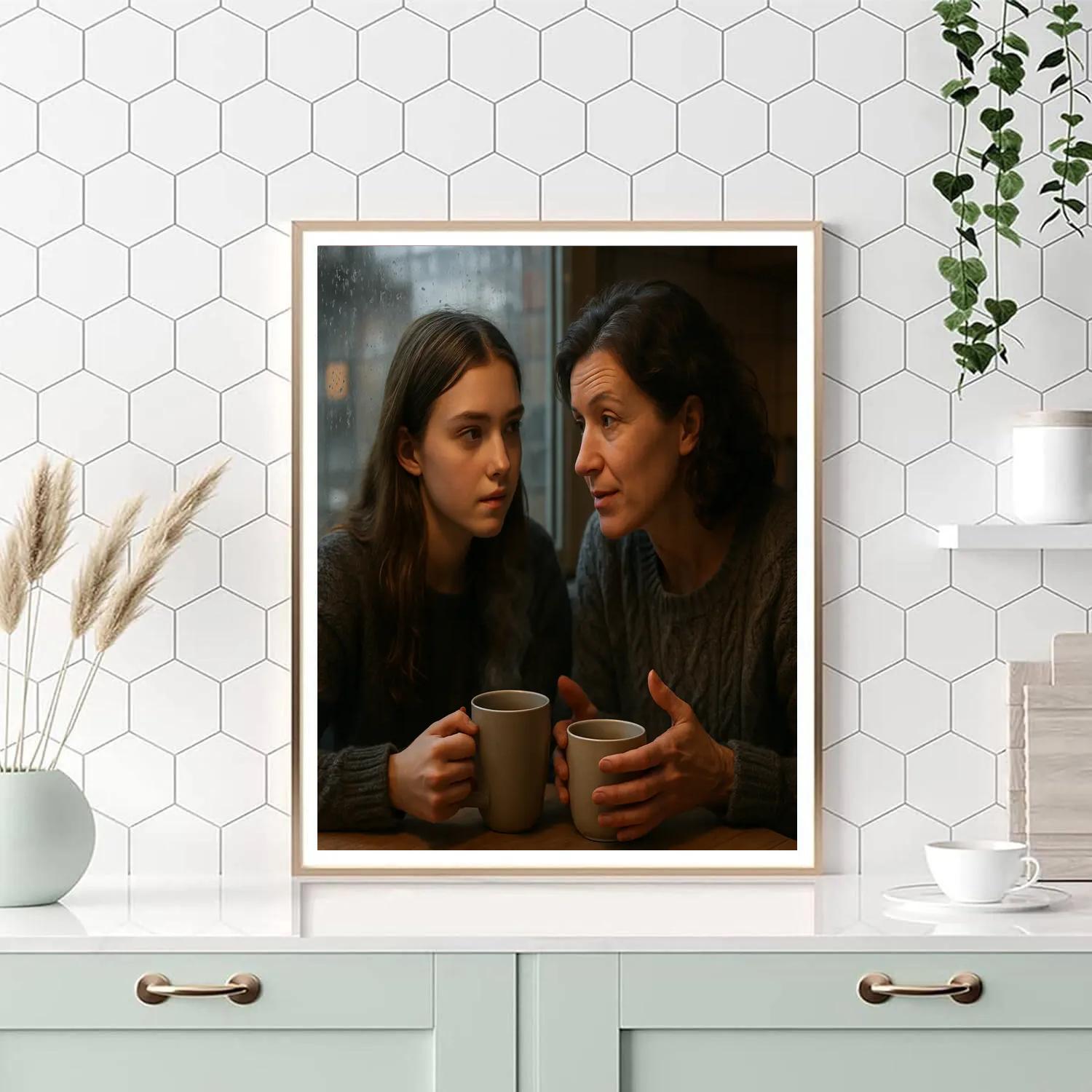 Rainy Window Tea Conversation Number painting