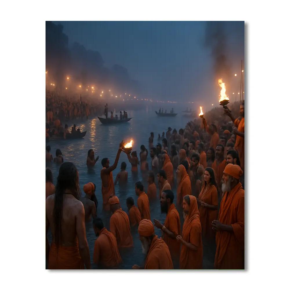 Kumbh Mela Sacred Bathing DIY paint by numbers