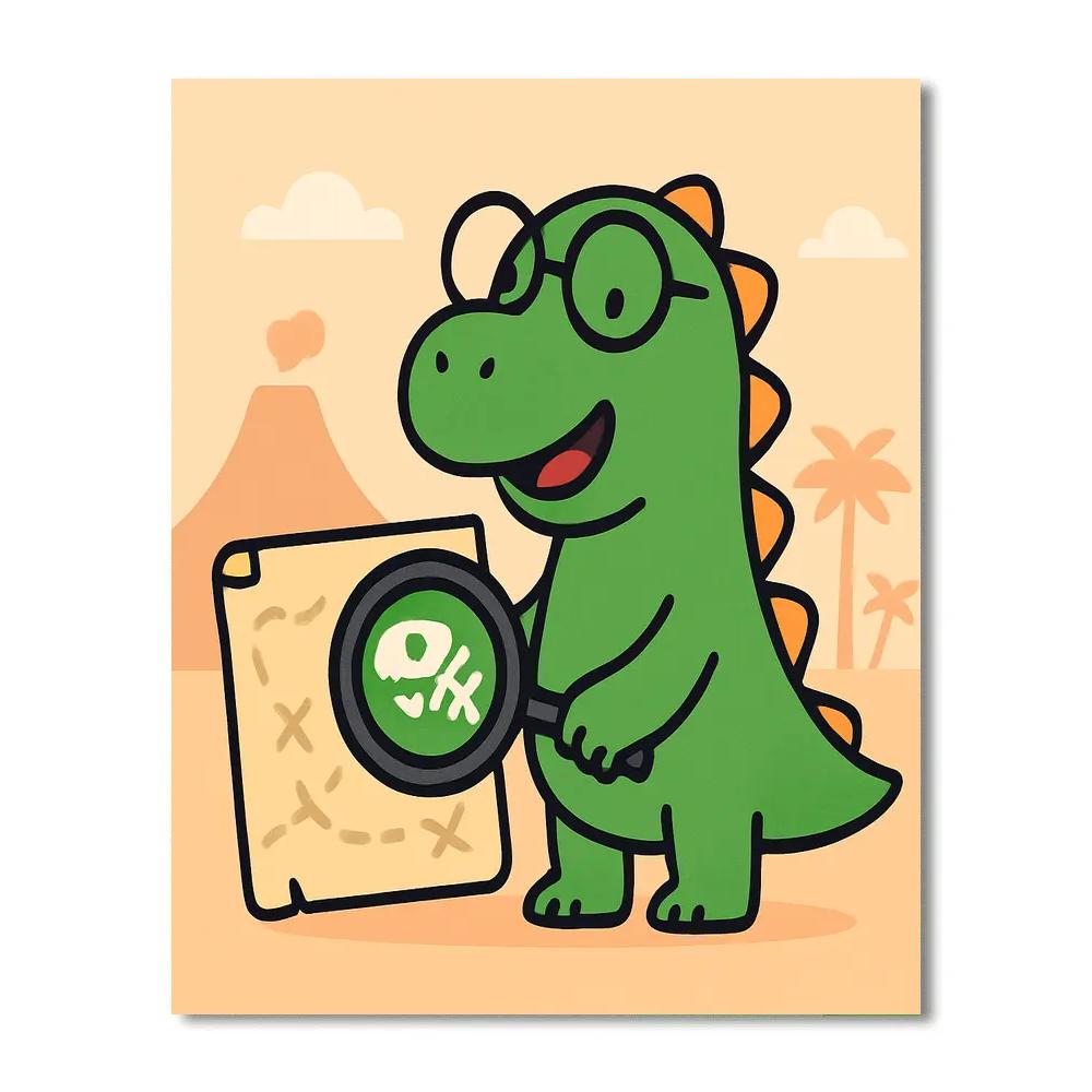 Time Traveling Dino Detective Number painting