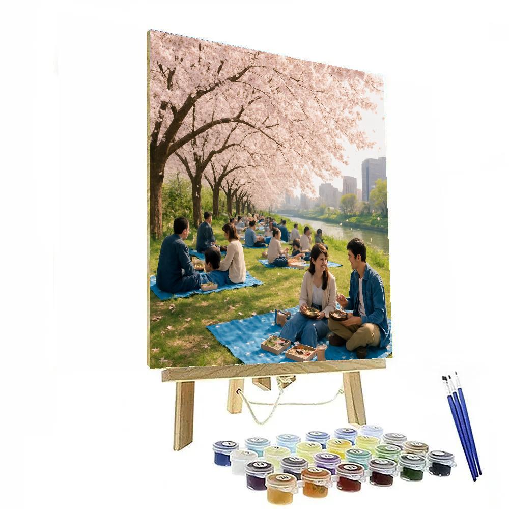 Cherry Blossom Festival Hanami In Tokyo paint by color