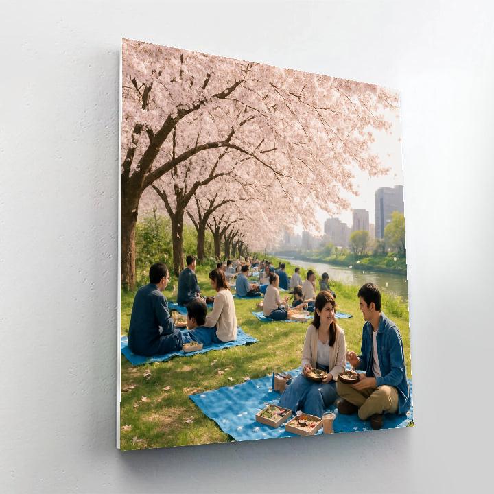 Cherry Blossom Festival Hanami In Tokyo paint by color