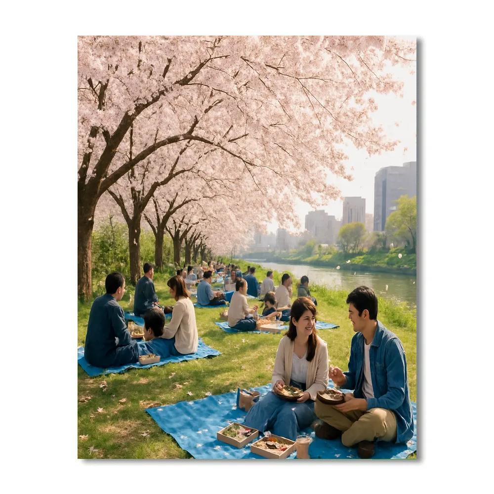 Cherry Blossom Festival Hanami In Tokyo paint by color