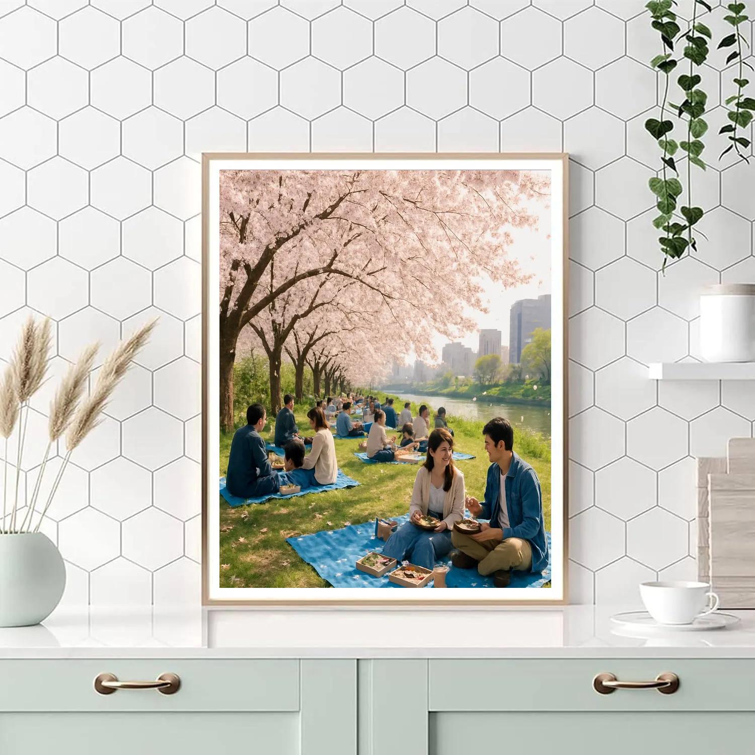 Cherry Blossom Festival Hanami In Tokyo paint by color