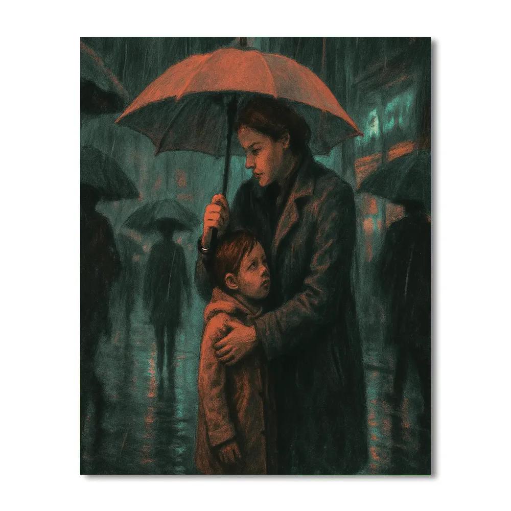 Protective Umbrella Walk Paint by numbers art