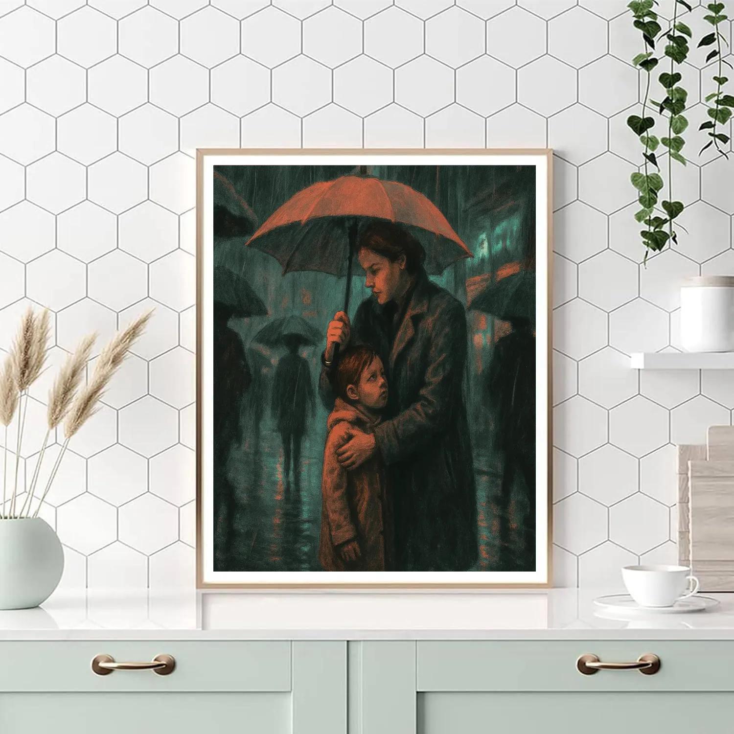 Protective Umbrella Walk Paint by numbers art