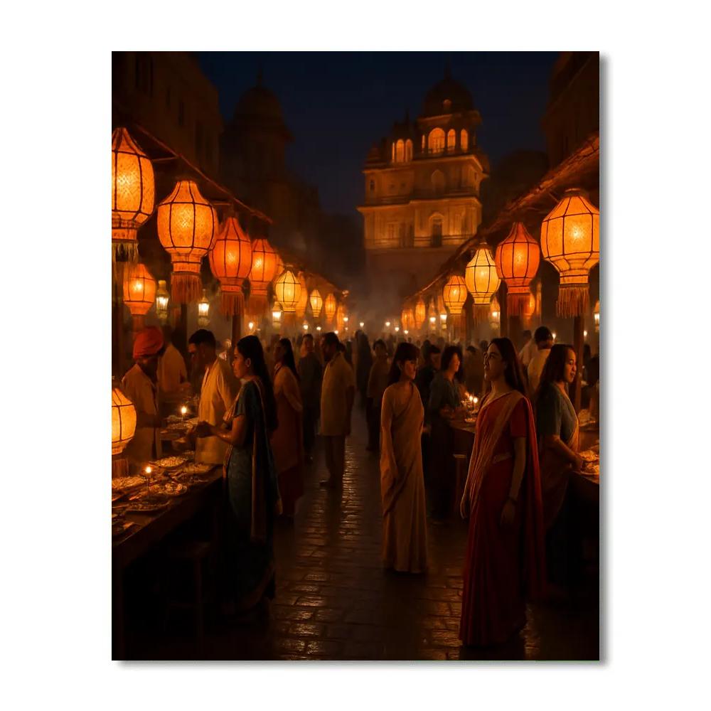 Diwali Festival Lantern Market In Jaipur paint by number