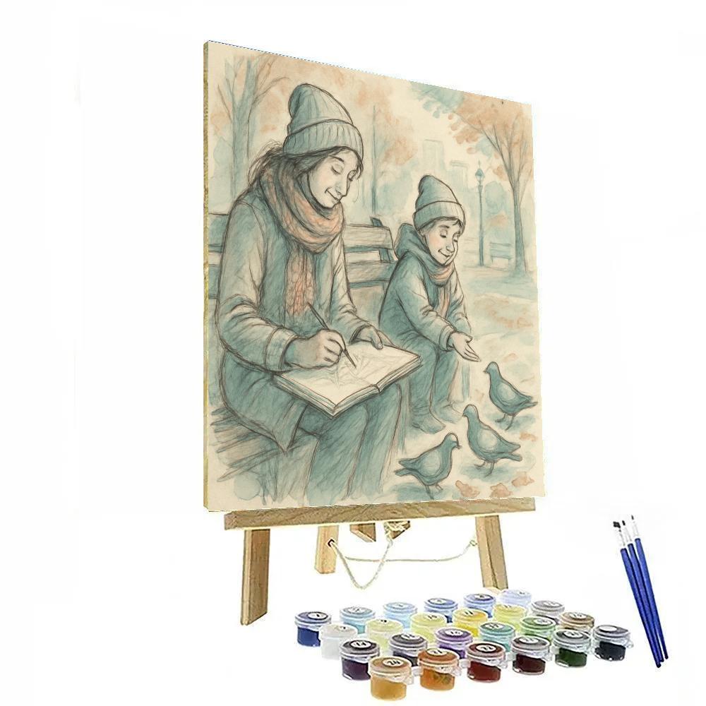 Park Bench Morning Sketch Numbered painting kits