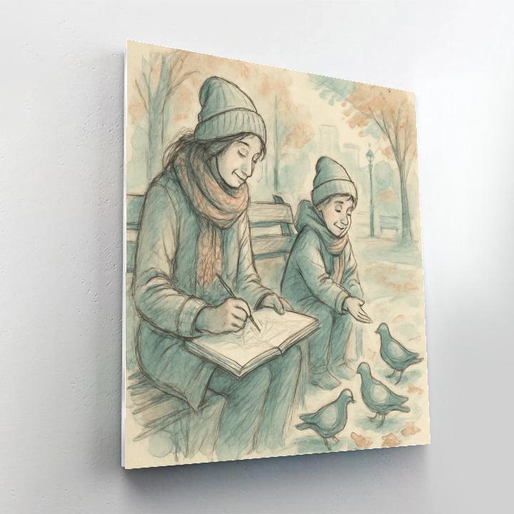 Park Bench Morning Sketch Numbered painting kits