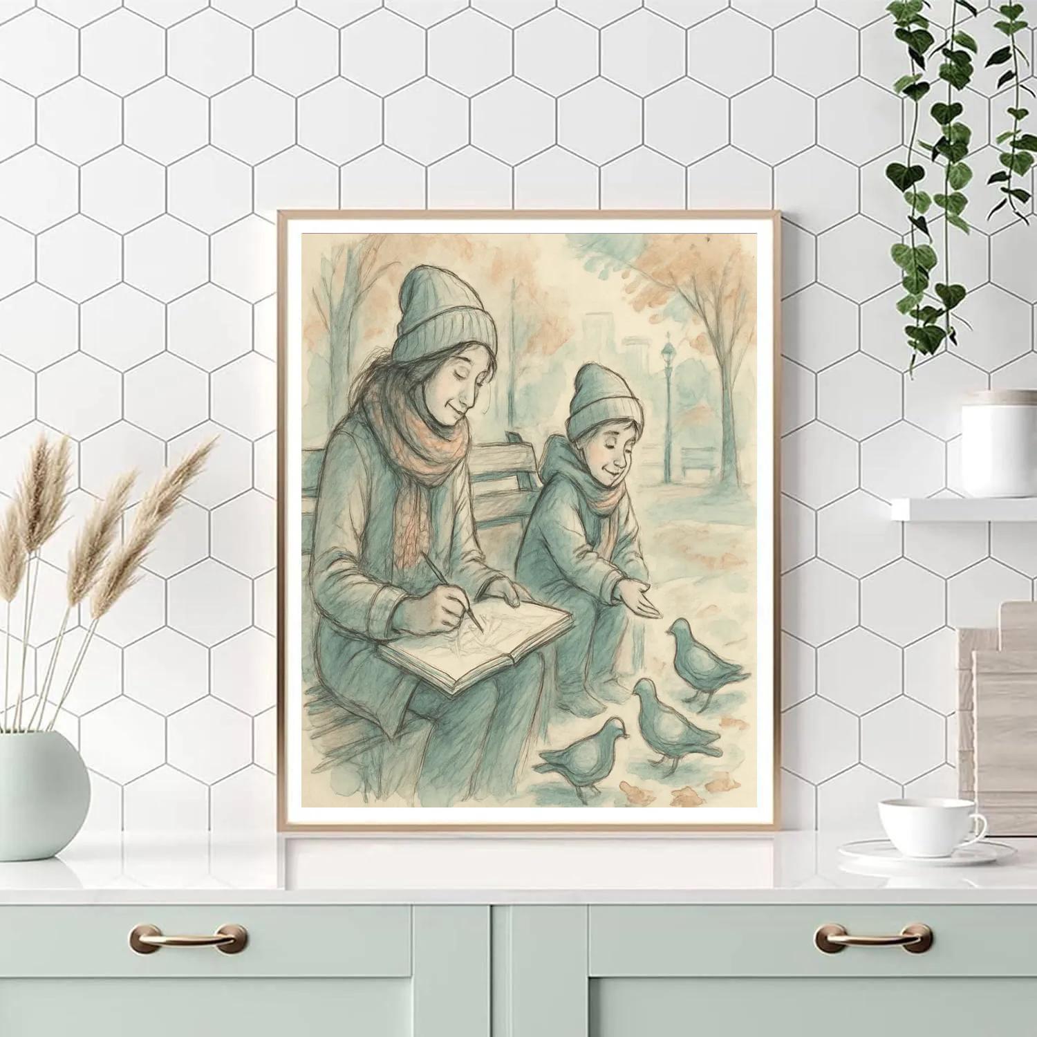 Park Bench Morning Sketch Numbered painting kits