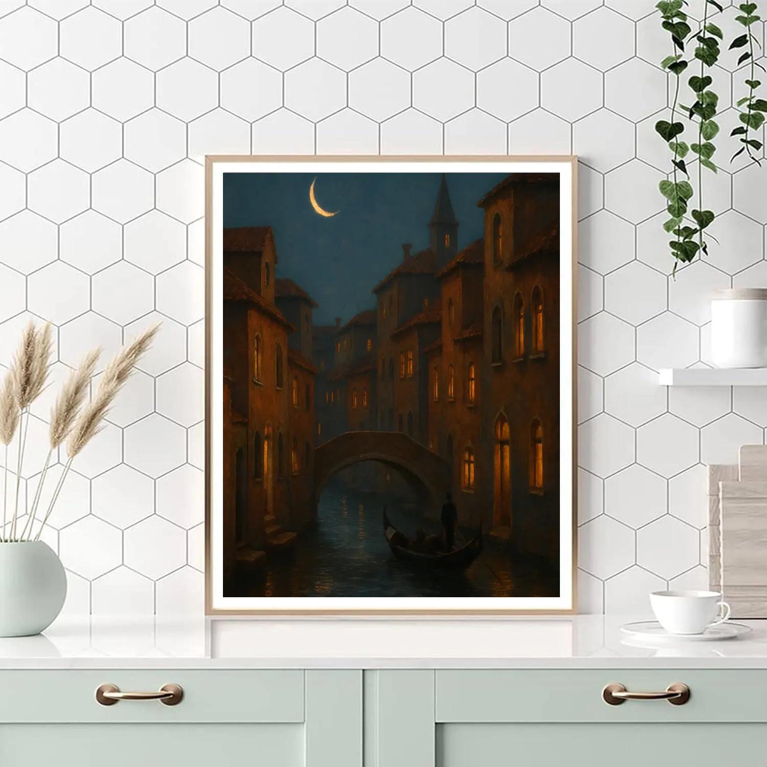 Italy Moon Over Rooftops DIY paint by numbers