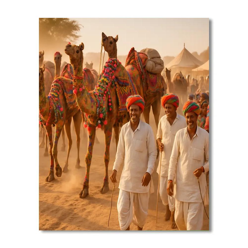 Pushkar Camel Fair Desert Parade paint by number