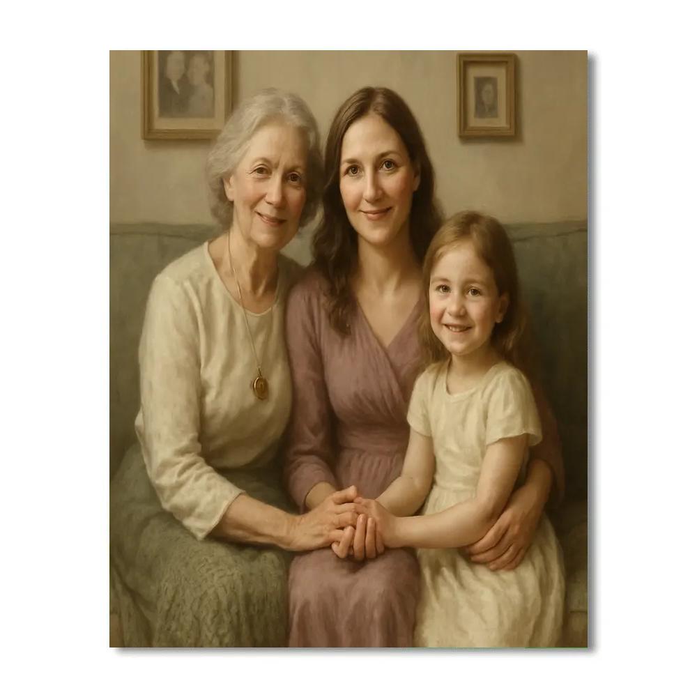 Grandma Mother Generations Portrait paint by color