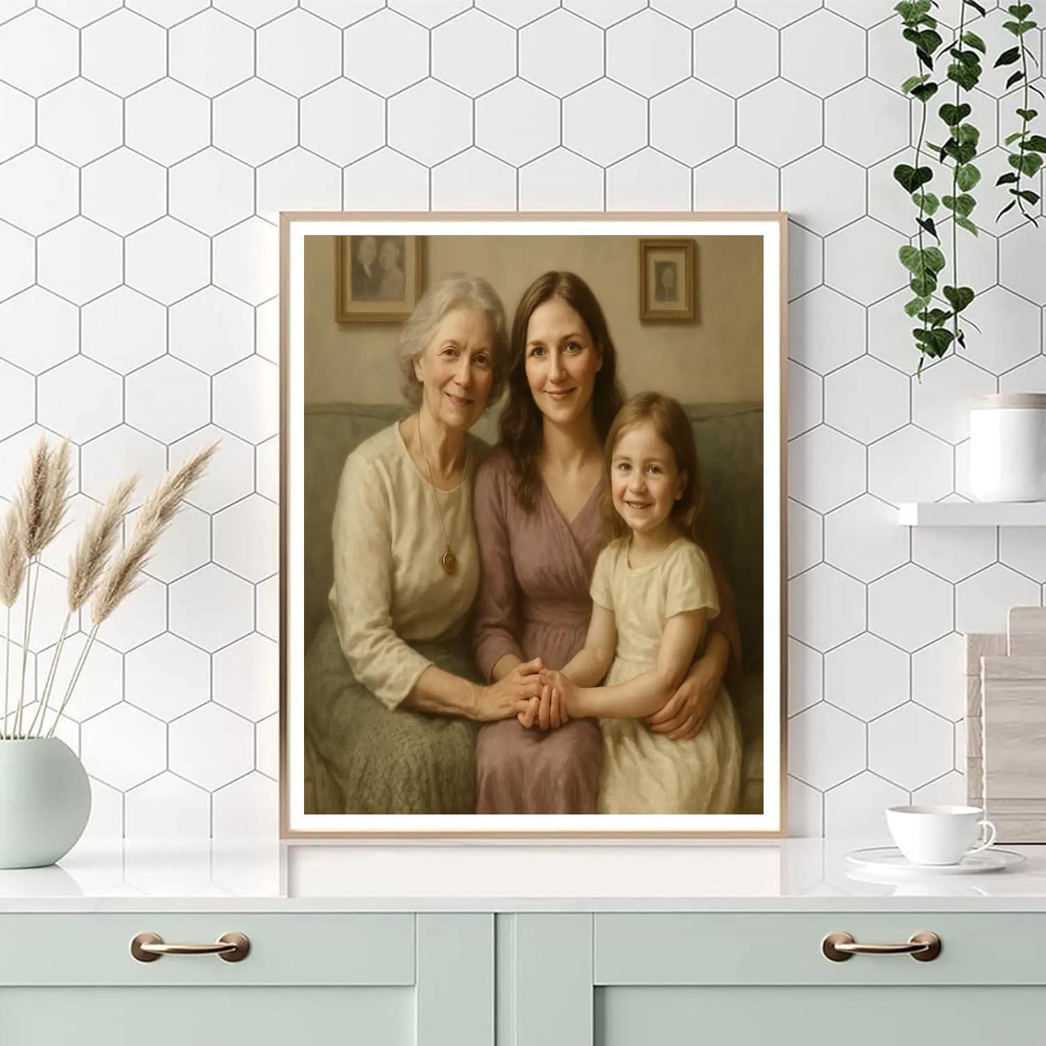 Grandma Mother Generations Portrait paint by color