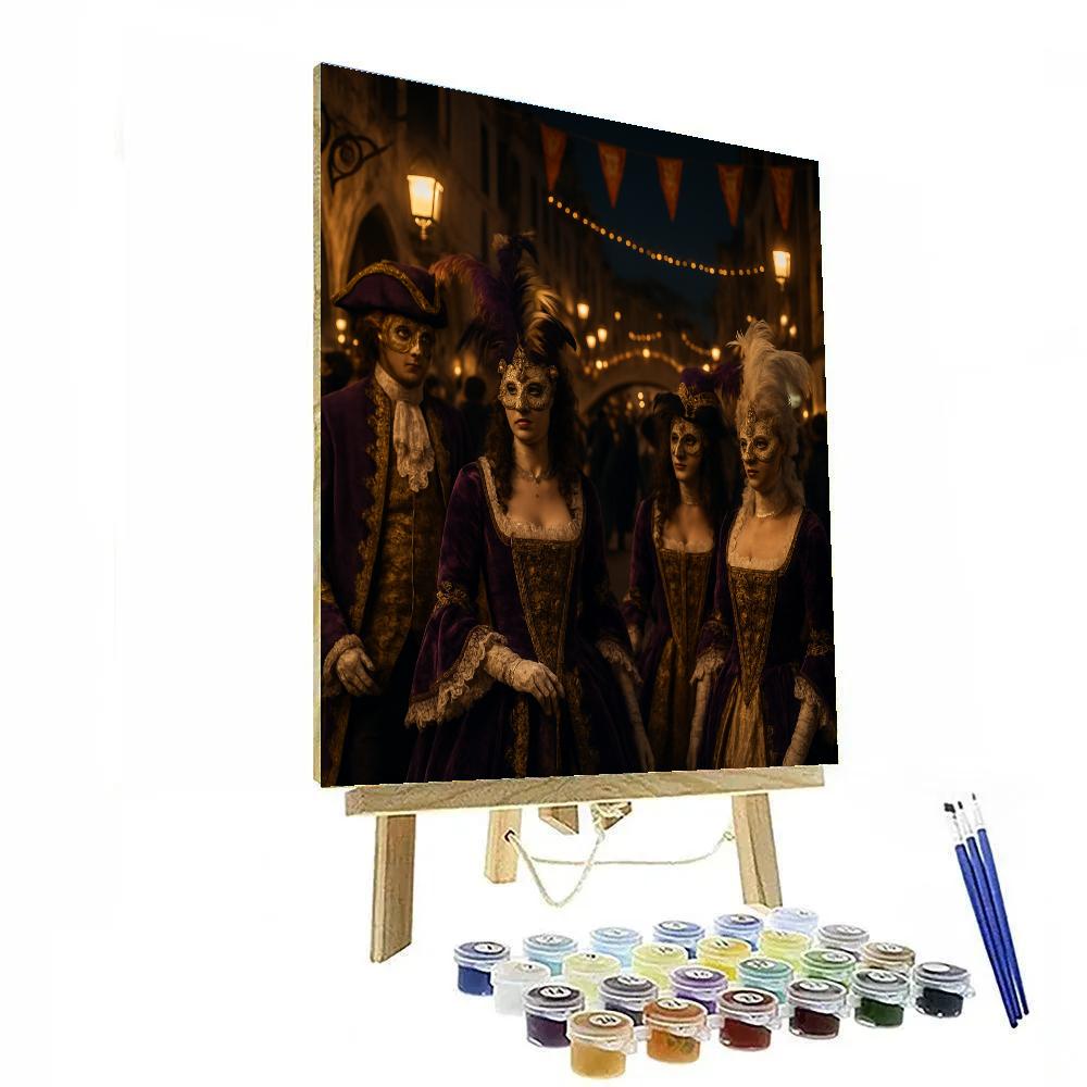 Venetian Carnival Masquerade Street Scene paint by numbers