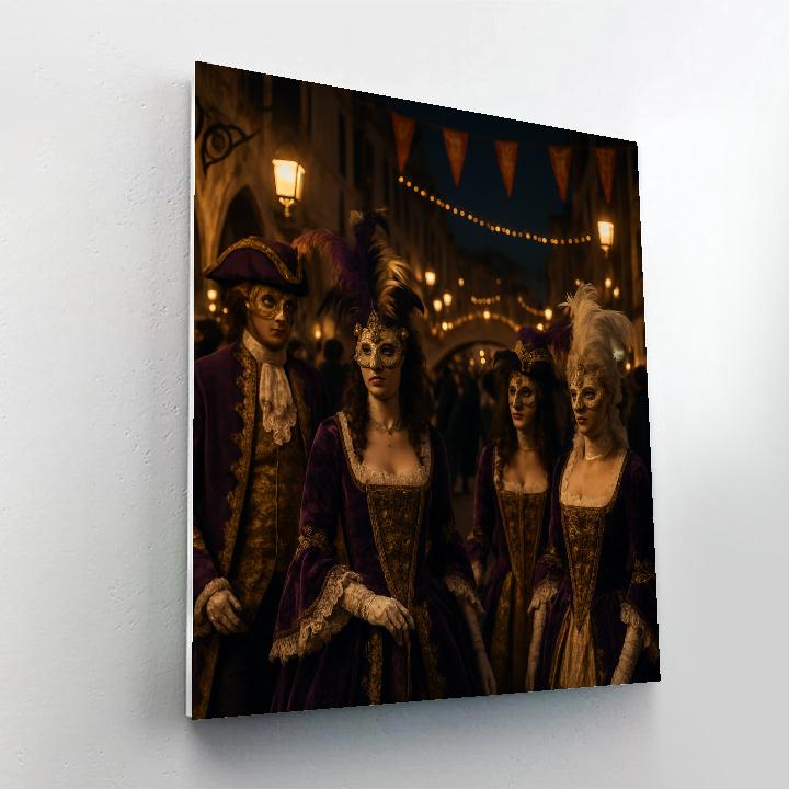 Venetian Carnival Masquerade Street Scene paint by numbers