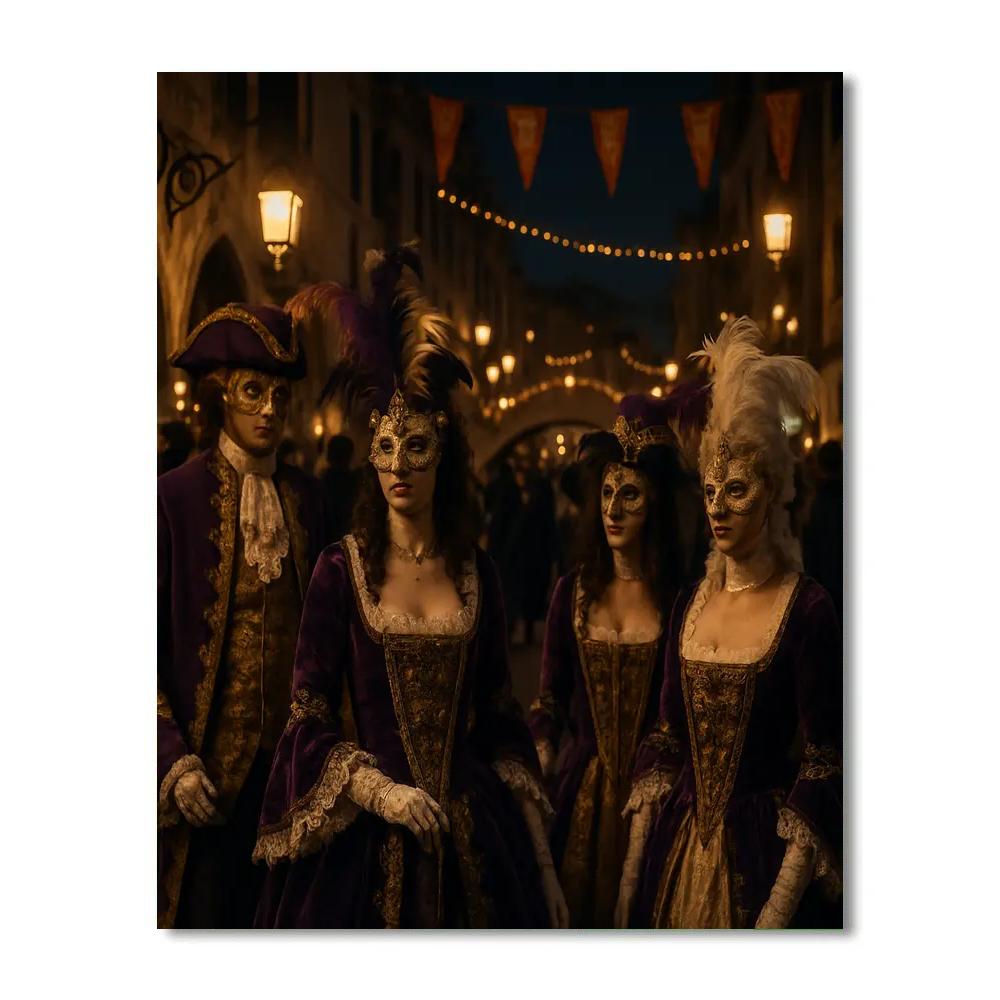 Venetian Carnival Masquerade Street Scene paint by numbers