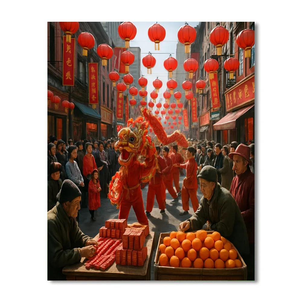 Chinese New Year Firecracker Festival Paint by numbers kits