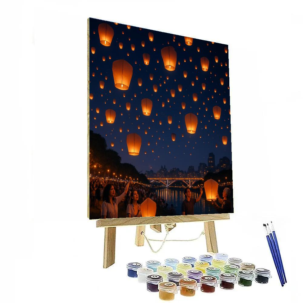 Lantern Festival In Taipei Riverside Numbered painting kits