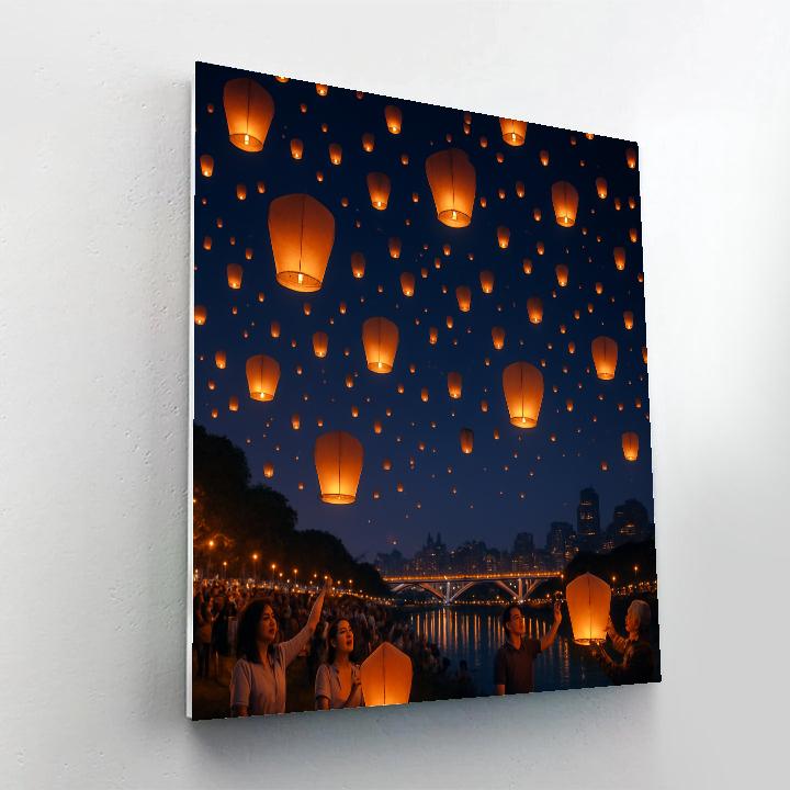 Lantern Festival In Taipei Riverside Numbered painting kits