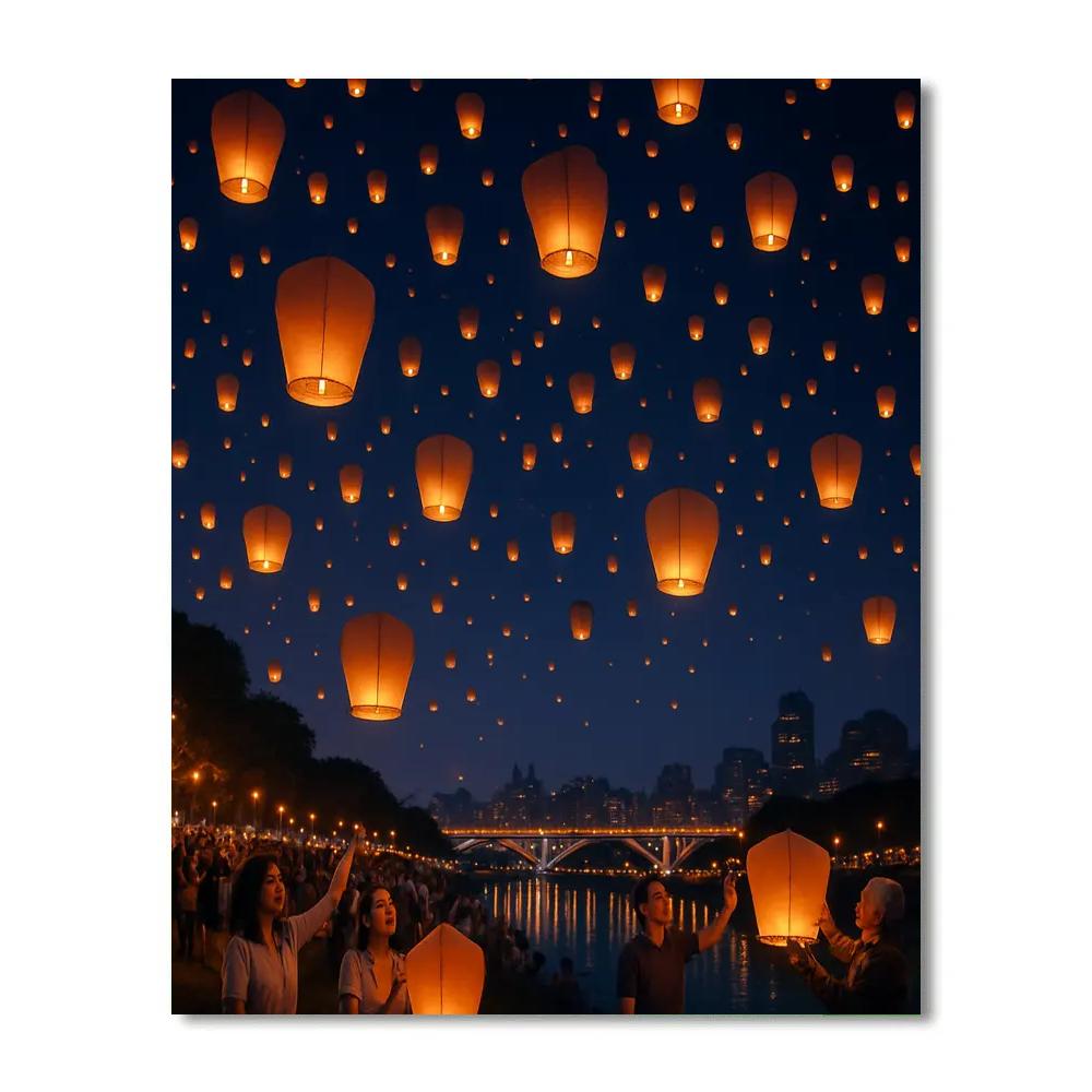 Lantern Festival In Taipei Riverside Numbered painting kits
