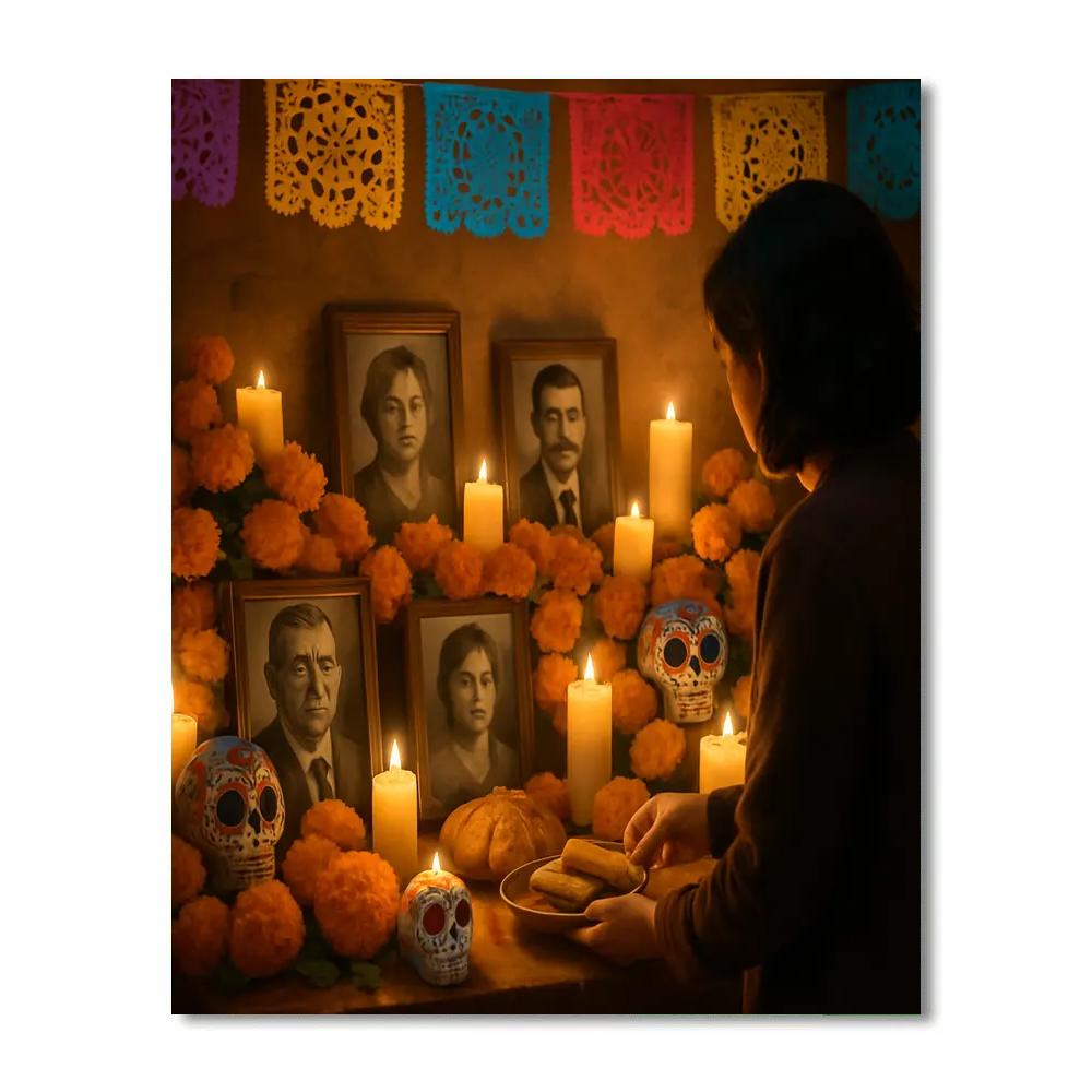 Dia De Los Muertos Ofrenda paint by color