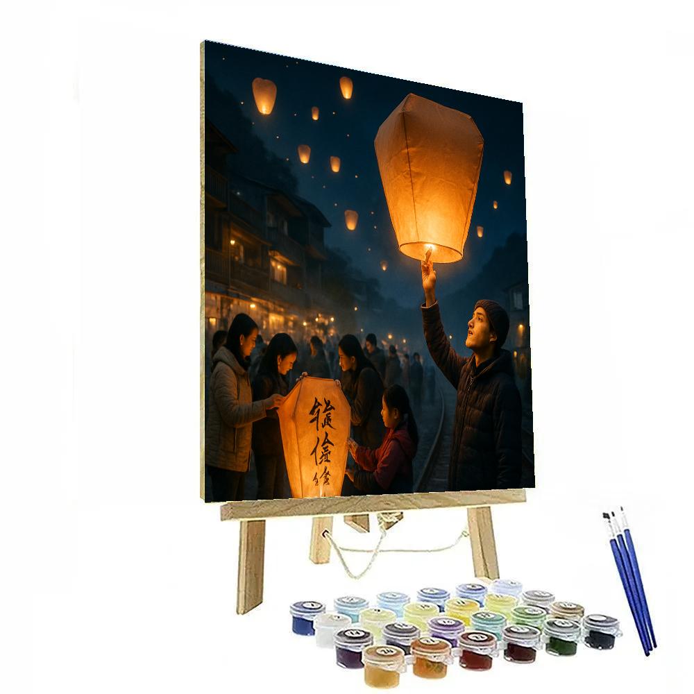 Lantern Release At Pingxi Sky Painting by numbers kit
