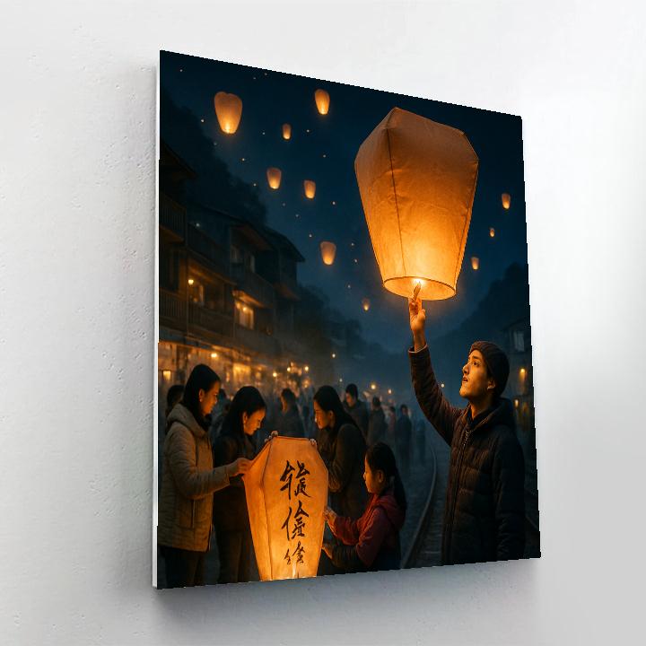 Lantern Release At Pingxi Sky Painting by numbers kit