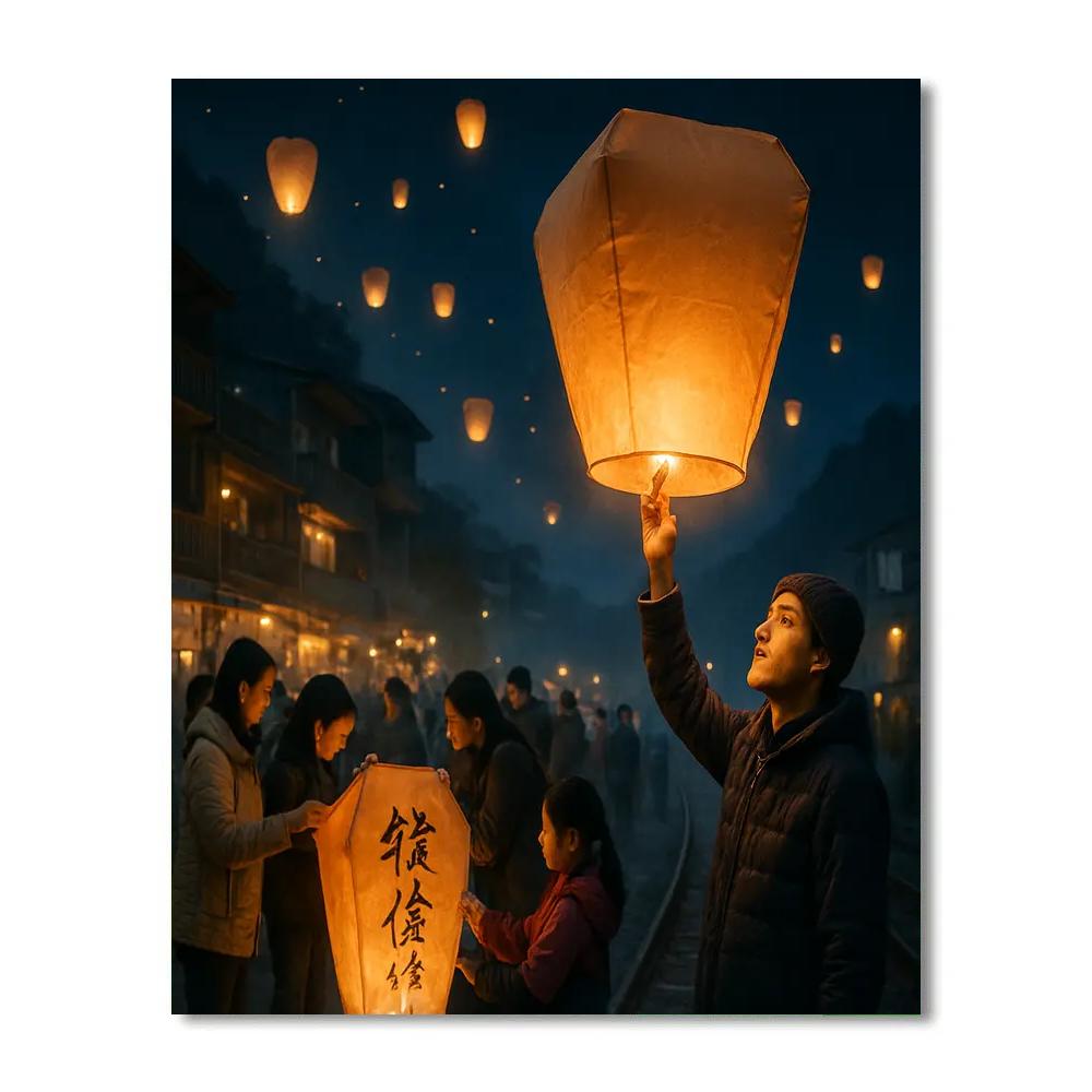Lantern Release At Pingxi Sky Painting by numbers kit