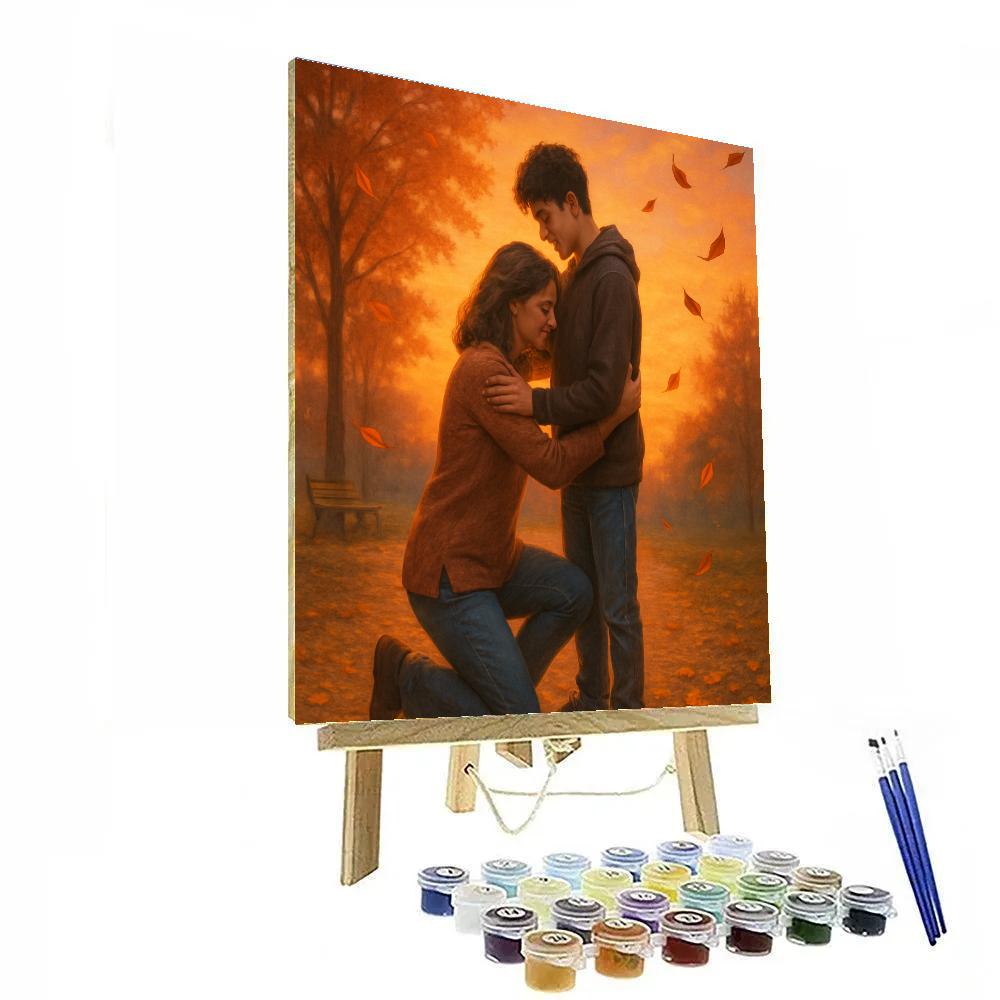 Sunset Embrace In The Park paint by color