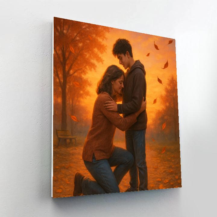 Sunset Embrace In The Park paint by color